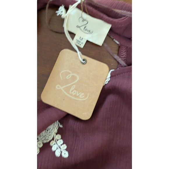 Women’s Embroidered Peasant Top Boho Blouse Long Sleeve Floral Red Burgundy Sz M - Picture 5 of 6